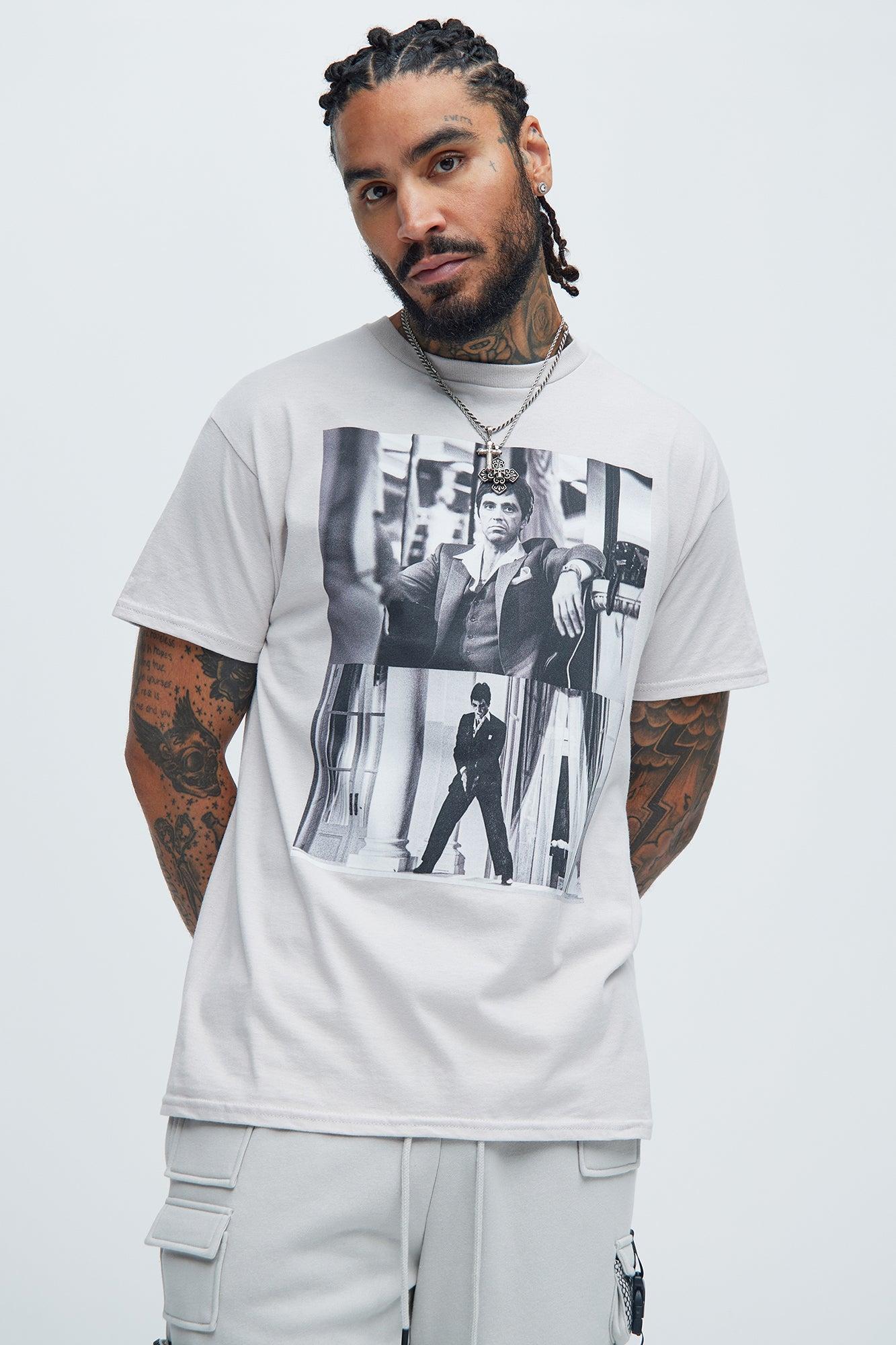 Scarface The World Is Yours Poster Short Sleeve Tee - Grey Product Image