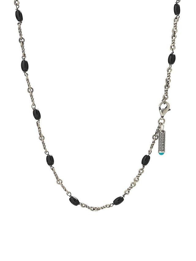 Mens Sterling Silver & Black Onyx Twisted Cable Chain Necklace Product Image