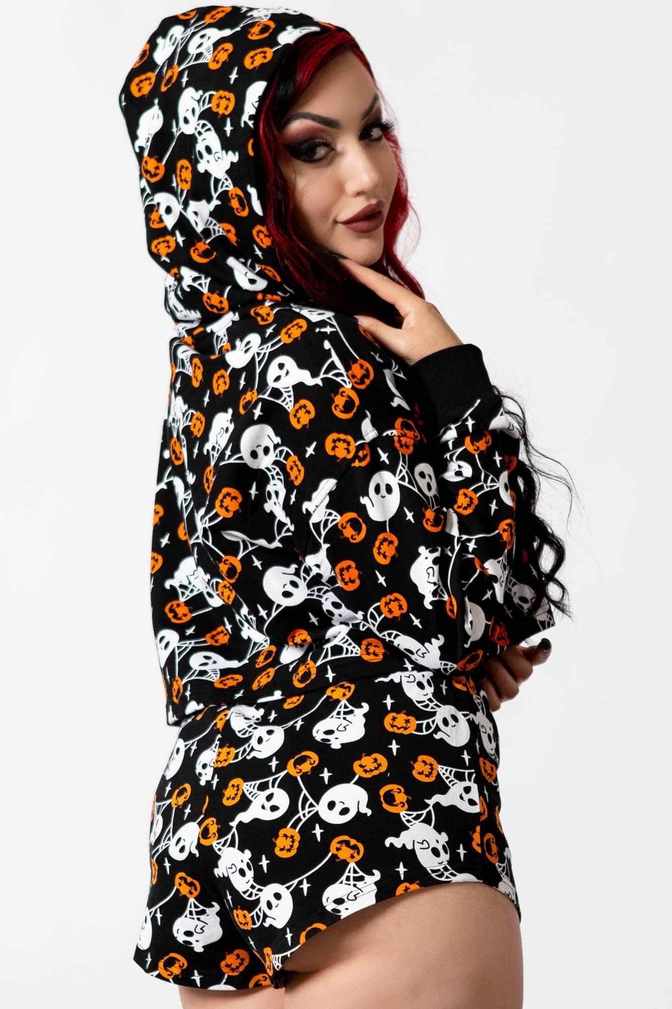 Haunted Pumpkin Cropped Hoodie Female Product Image