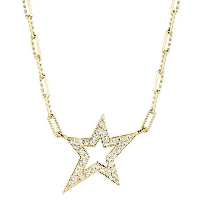 Sunkissed Sterling Cubic Zirconia Star Necklace, Womens Gold Tone Product Image