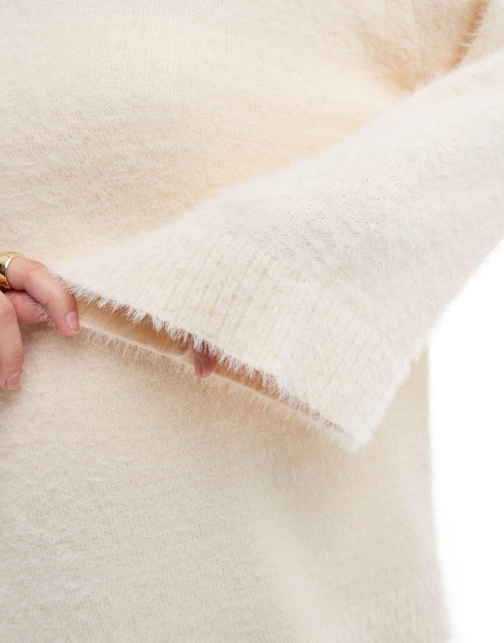 Pretty Lavish fluffy yarn sweater in cream Product Image