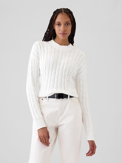 Cable-Knit Cropped Sweater Product Image