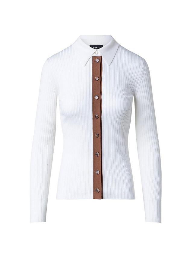 Womens Ribbed Silk & Cotton-Blend Cardigan Product Image