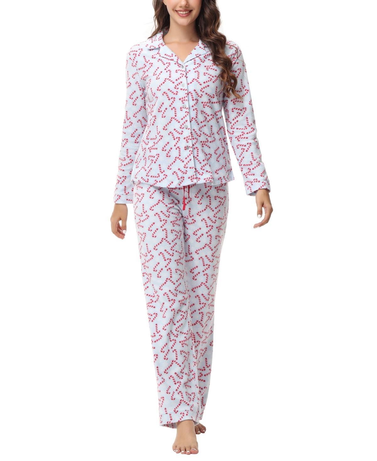 Ink+Ivy Womens Long Sleeve Notch Collar Top with Lounge Pants 2 Piece Pajama Set Product Image