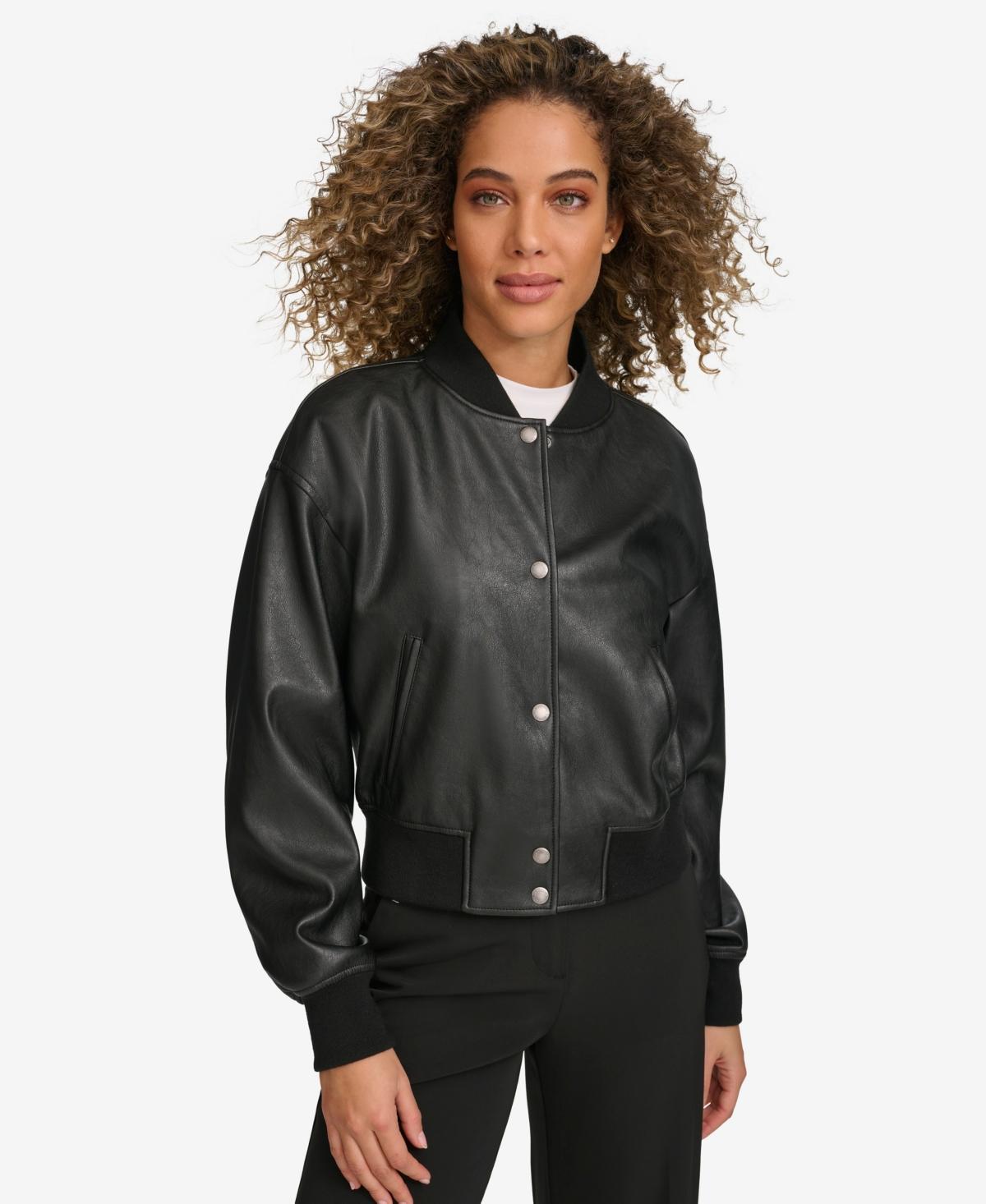 Levis Womens Faux Leather Varsity Bomber Jacket Product Image