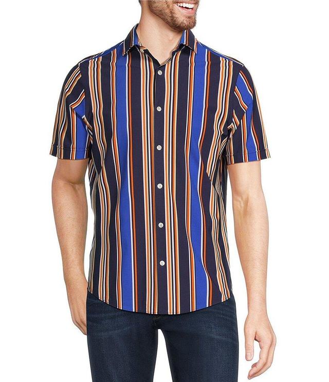 Murano Collezione Canclini Slim-Fit Performance Stretch Striped Short Sleeve Woven Shirt Product Image