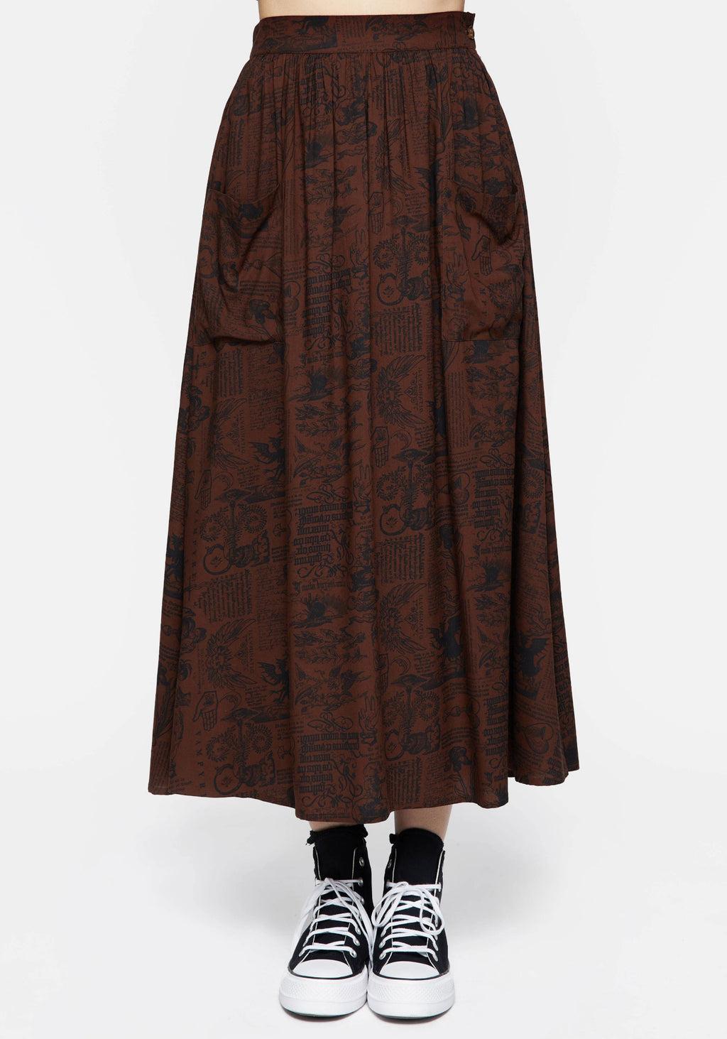 Daemonologie Woodcut Print Midaxi Skirt Product Image