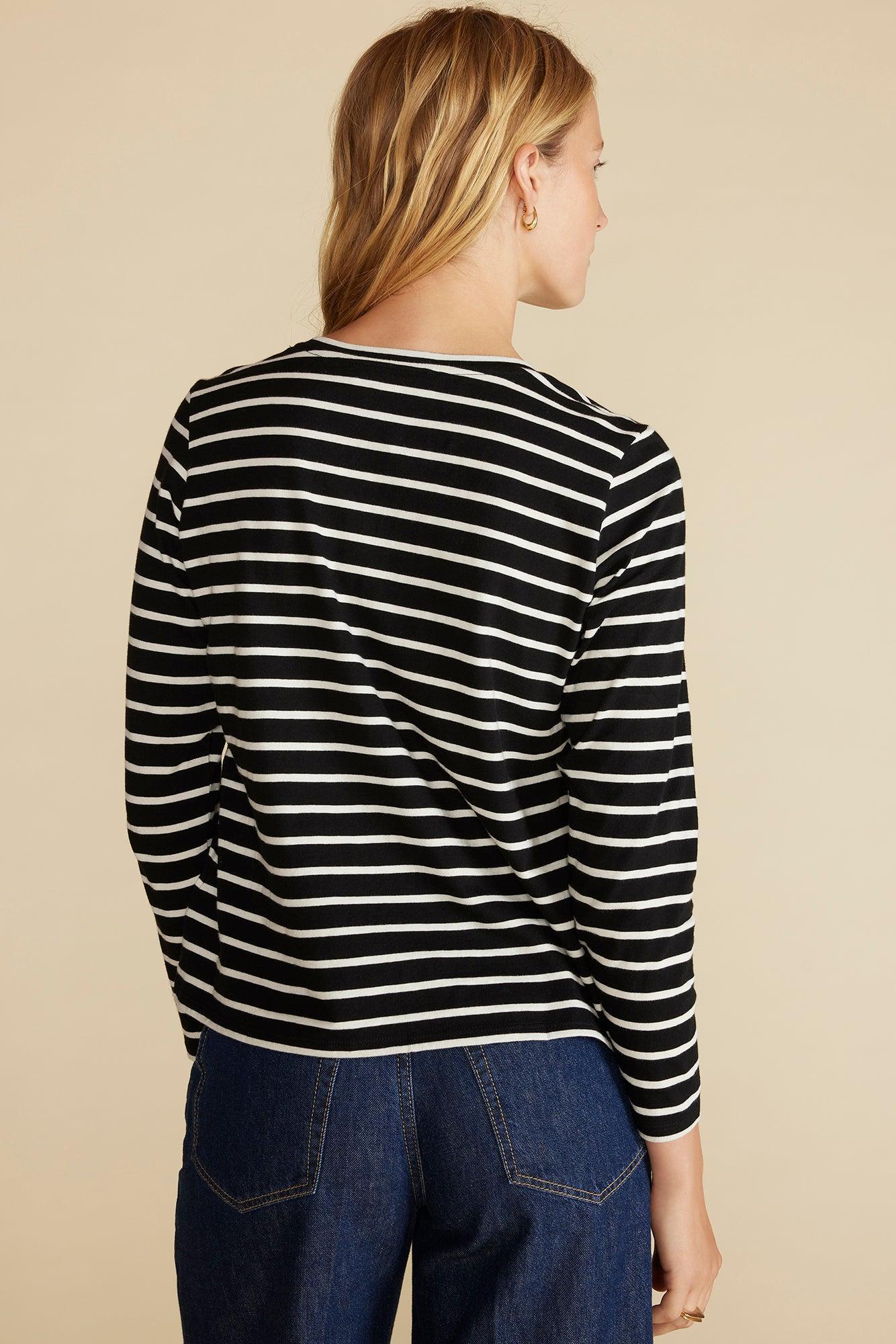 Berkeley Long Sleeve Tee - Black and Ivory Stripe Product Image