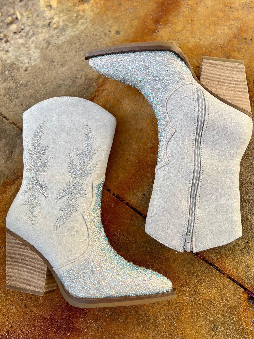 "Lux" Grey Rhinestone Booties* Product Image