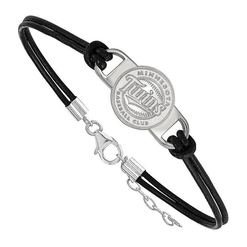 Women's Minnesota Twins Sterling Silver Small Center Leather Bracelet Product Image