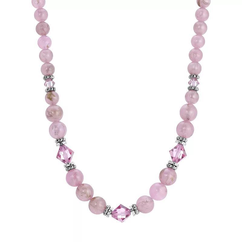 1928 Silver Tone Pink Round & Lantern Bead Necklace, Womens product image