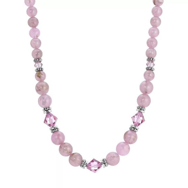 1928 Silver Tone Pink Round & Lantern Bead Necklace, Womens Product Image