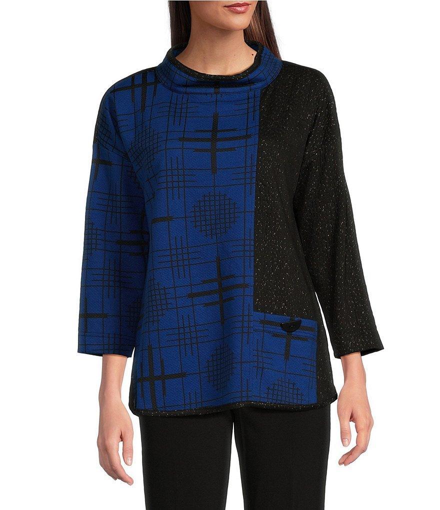 Ali Miles Jacquard Multi Pattern Mock Neck Long Sleeve Tunic Product Image