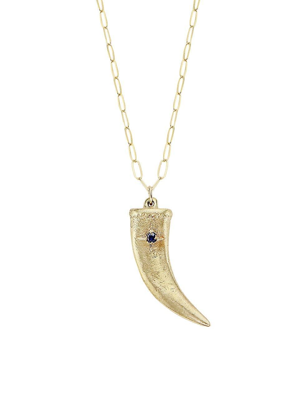 Womens Precious Goldtone & Blue Sapphire Claw Pendant Necklace Product Image