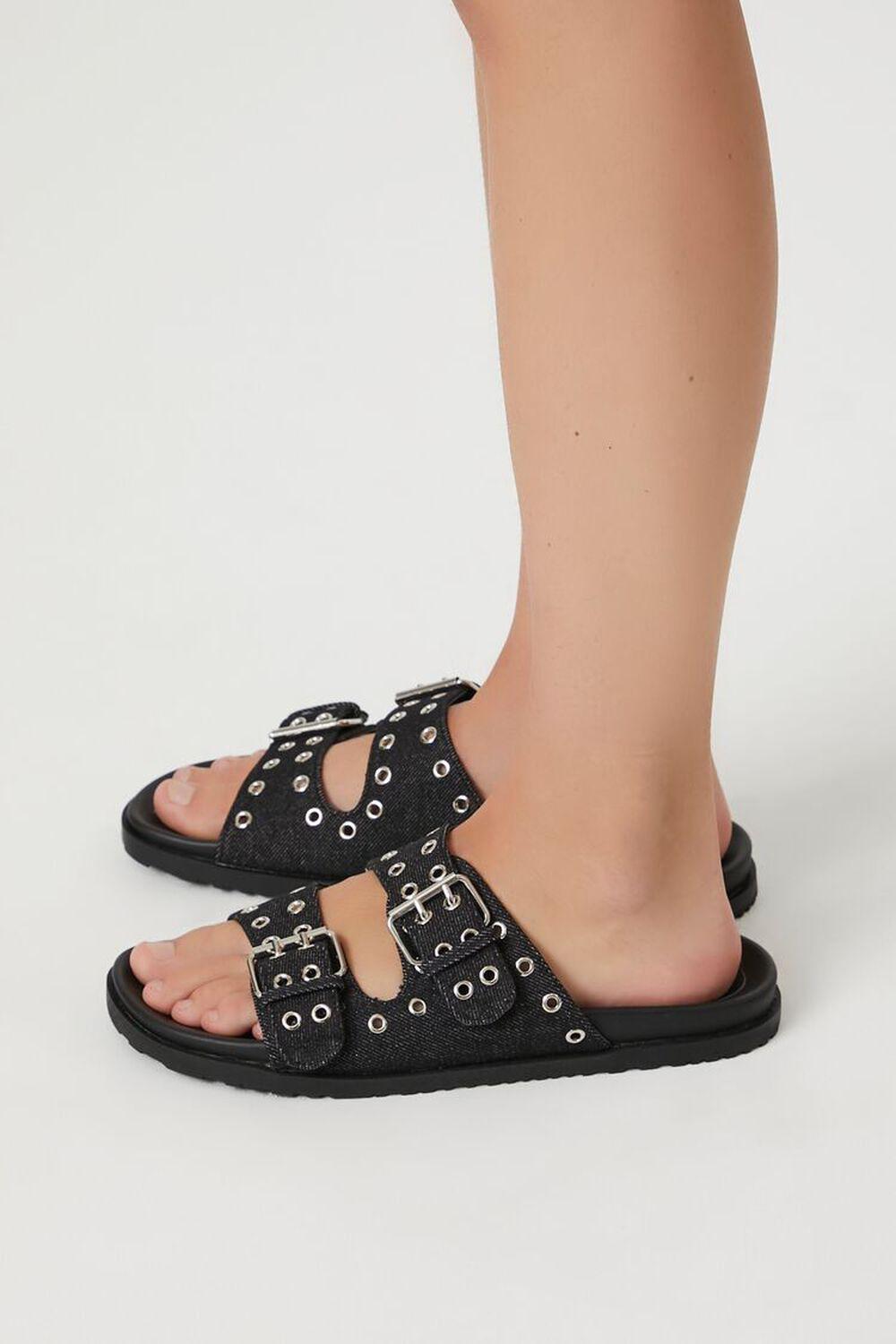 Buckled Denim Dual-Strap Sandals | Forever 21 Product Image