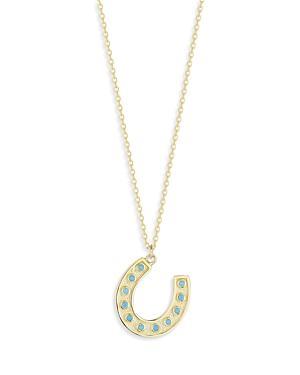 Moon & Meadow Turquoise Horseshoe Pendant Necklace in 14K Yellow Gold, 16 Product Image