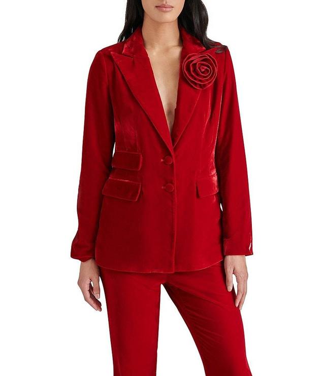 Steve Madden Merene Velvet Notch Lapel Long Sleeve Rosette Blazer Product Image