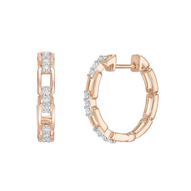 Gemminded 10k Rose Gold 1/4 Carat T.W. Diamond Link Hoop Earrings, Womens, White Product Image