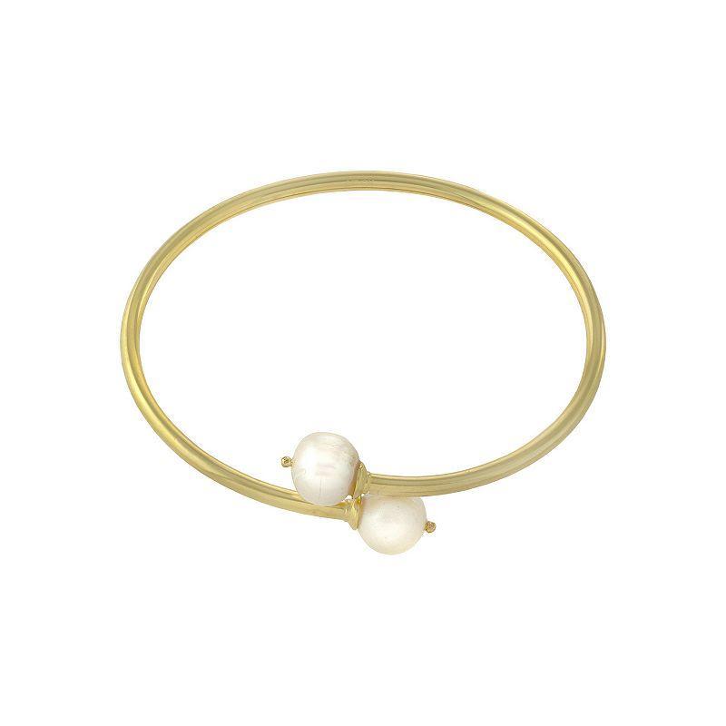 Main and Sterling Freshwater Cultured Pearl Bypass Bangle Bracelet, Womens White Product Image