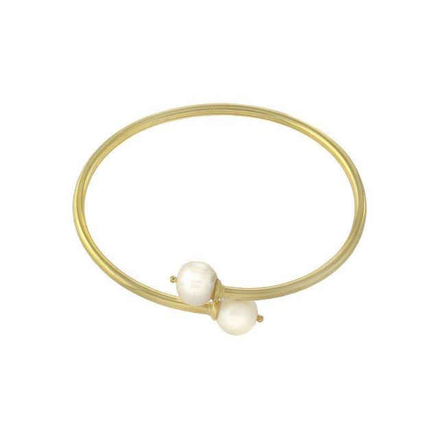 Main and Sterling Freshwater Cultured Pearl Bypass Bangle Bracelet, Womens White Product Image