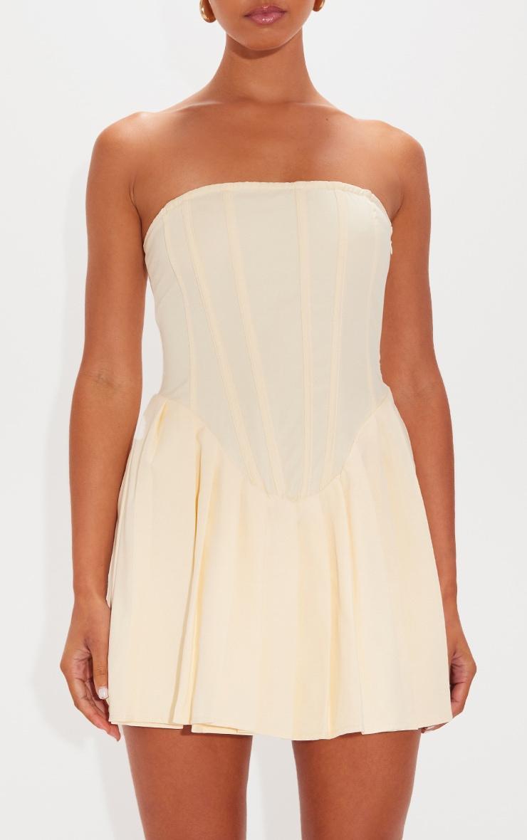 Cream Woven Bandeau Corset Shift Dress Product Image