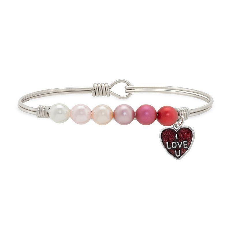 Luca + Danni I Love You Scarlet Ombre Crystal & Simulated Pearl Bangle Bracelet, Womens Gold Product Image