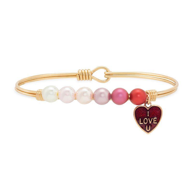 Luca + Danni I Love You Scarlet Ombre Crystal & Simulated Pearl Bangle Bracelet, Womens Gold Product Image