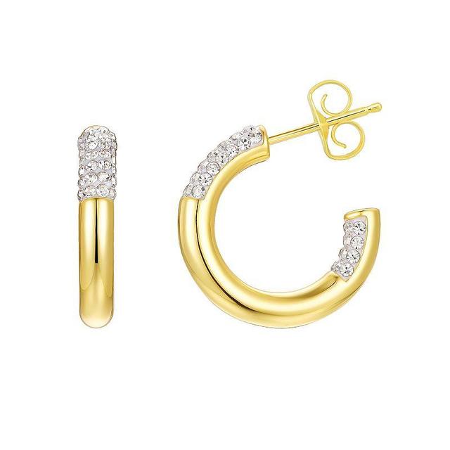 Chrystina Gold Tone Crystal Hoop Earrings, Womens, Yellow Gold Tone Product Image