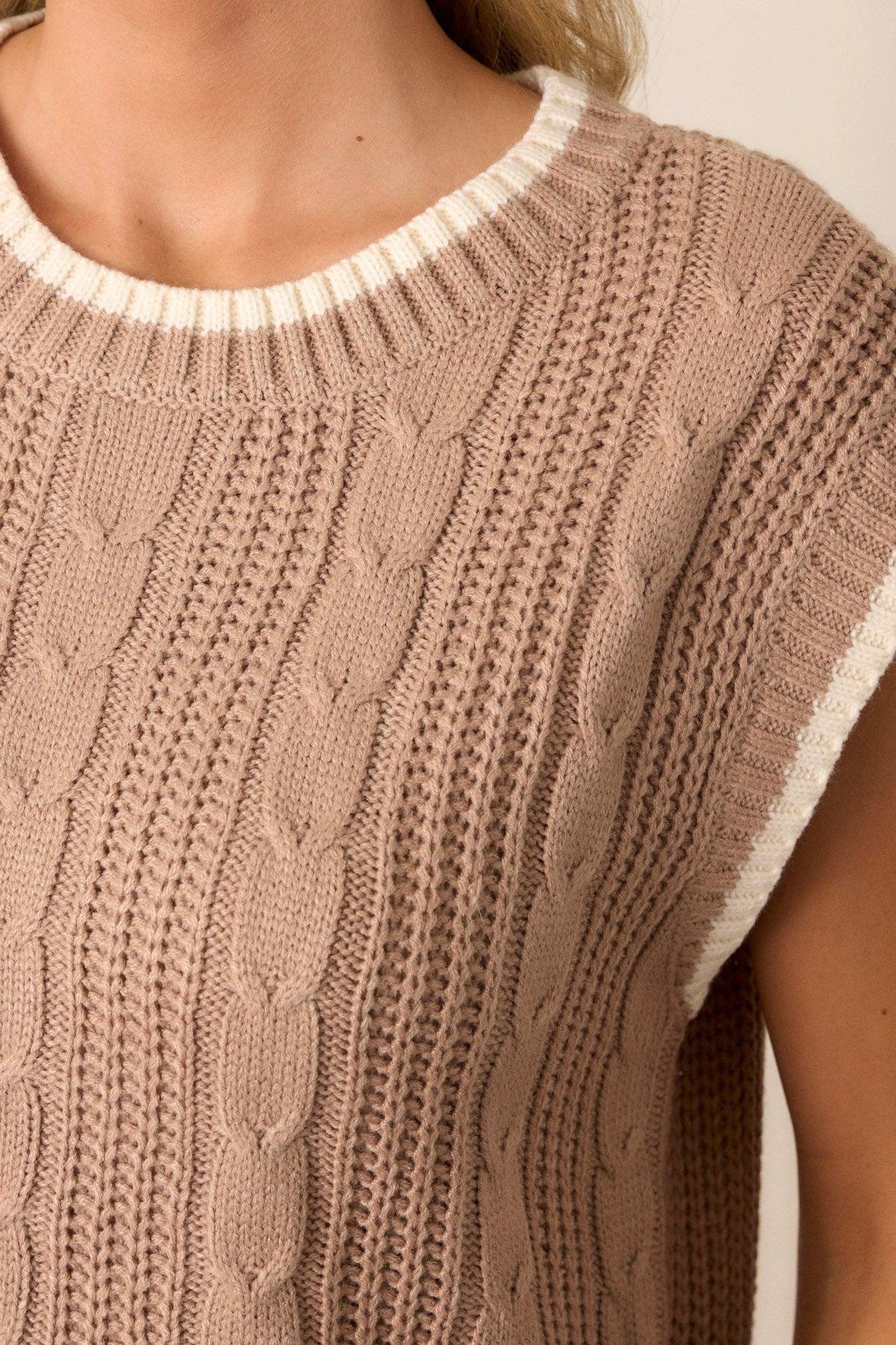 Vital Moment Brown Knit Sweater Top Product Image