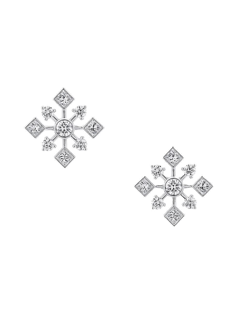 Womens Snowflake 18K White Gold & 0.93 TCW Diamond Stud Earrings Product Image