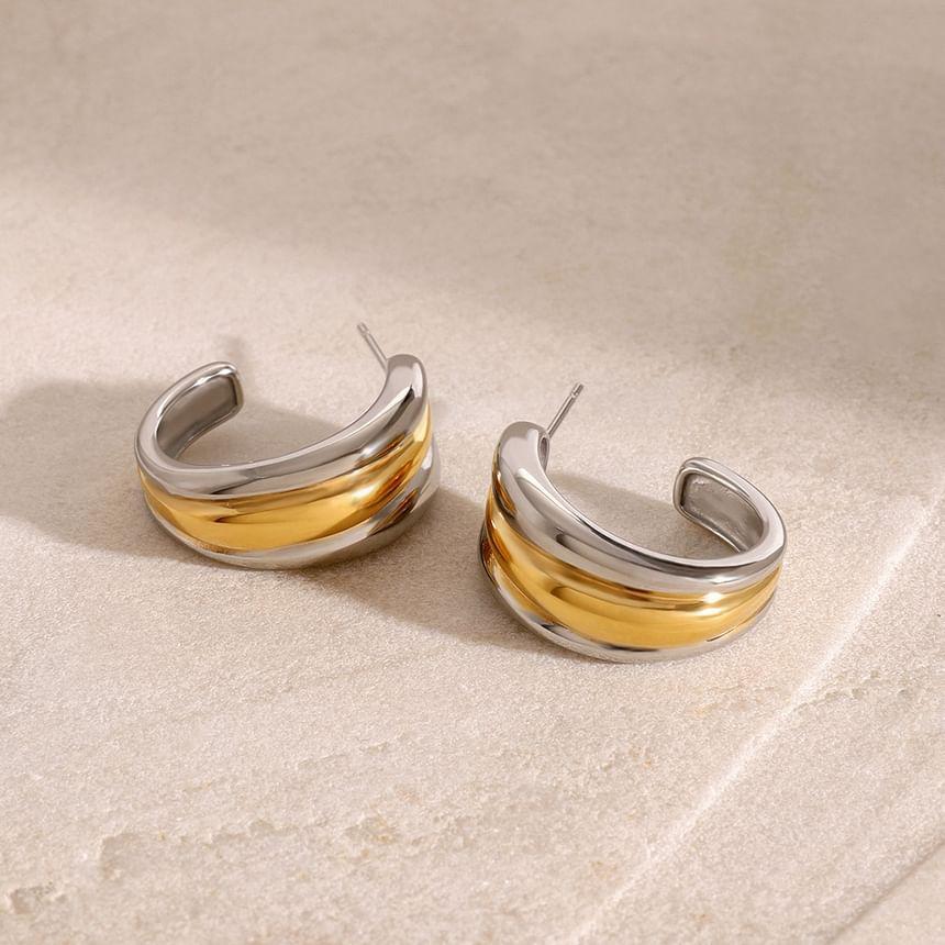 Two Tone Stainless Steel Hoop Earring Product Image