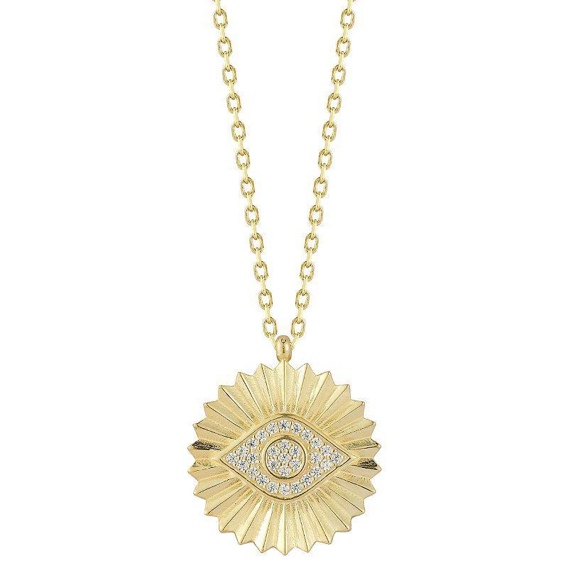 Sunkissed Sterling Cubic Zirconia Eye Medallion Pendant Necklace, Womens Gold Tone Product Image