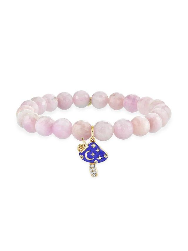 Womens 14K Yellow Gold, Kunzite & 0.052 TCW Diamond Beaded Stretch Bracelet Product Image