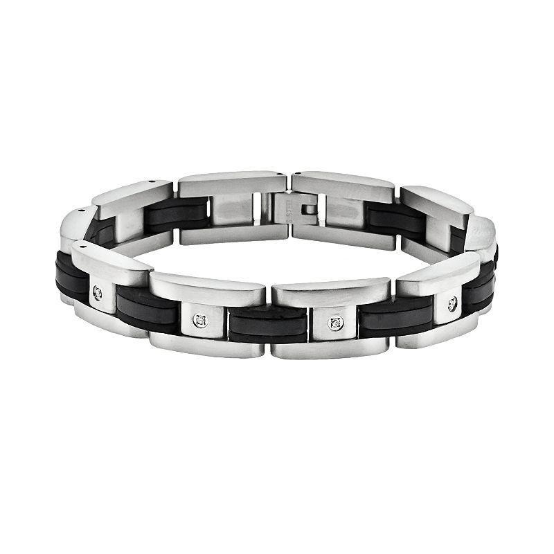 LYNX Stainless Steel Black Ion 1/10-ct. T.W. Diamond Bracelet - Men, Mens Product Image