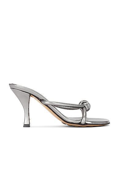 Bottega Veneta Metallic Blink Mule Sandal in Silver - Metallic Silver. Size 36 (also in 36.5, 37, 37.5). Product Image