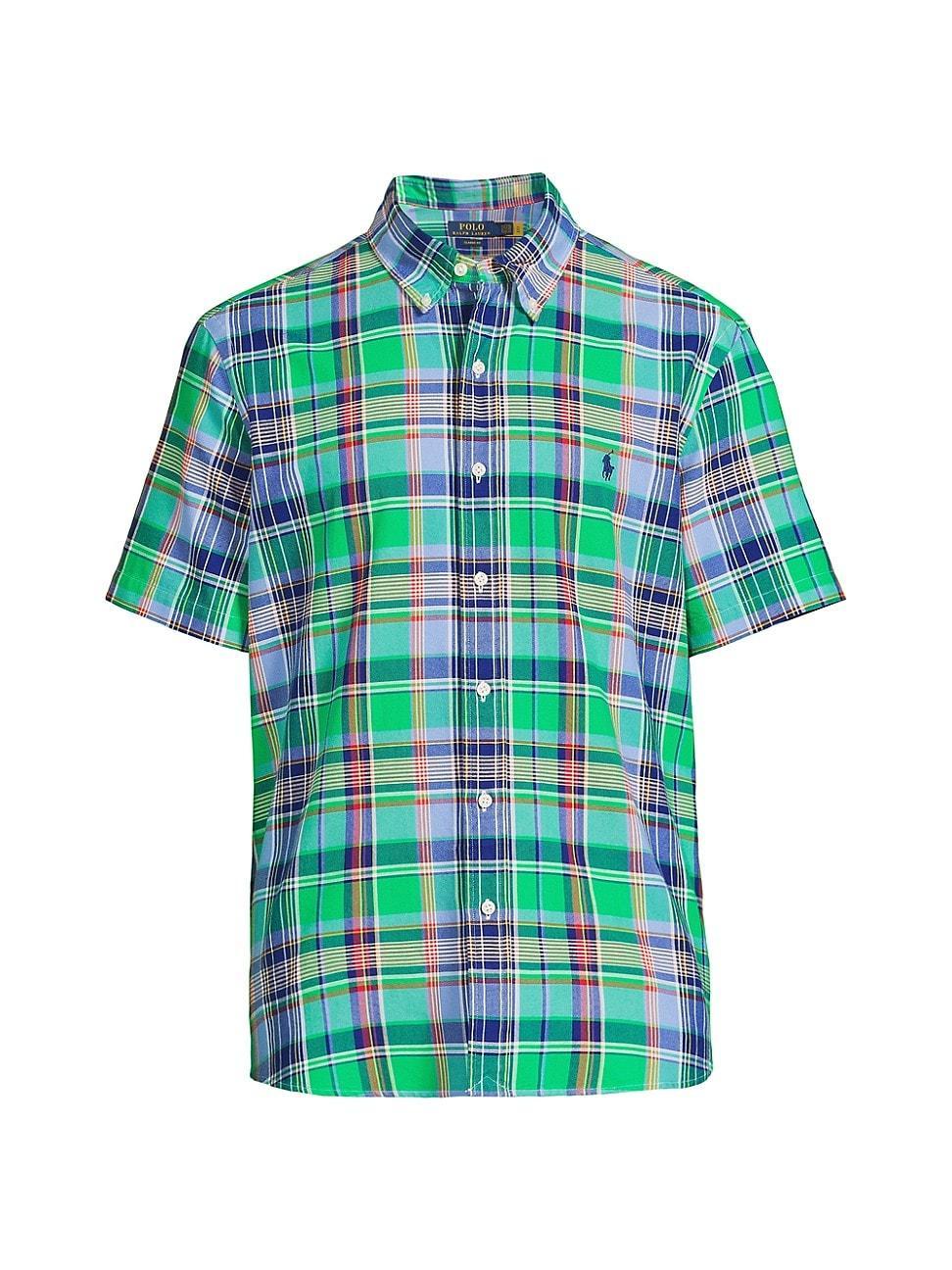 Mens Plaid Cotton Button-Down Oxford Shirt Product Image