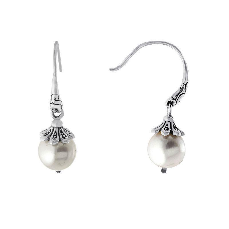 Main and Sterling Oxidized Sterling Silver Cultured Freshwater Pearl Drop Earrings, Womens Product Image