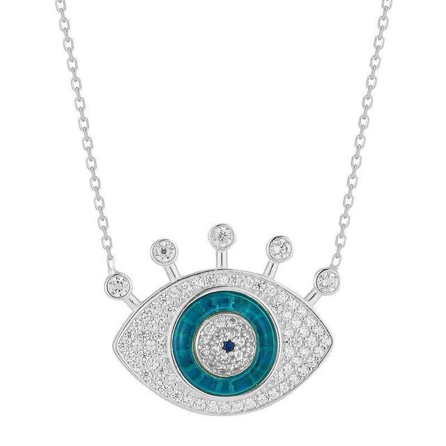 Sunkissed Sterling Cubic Zirconia Bold Evil Eye Necklace, Womens, Silver Tone Product Image