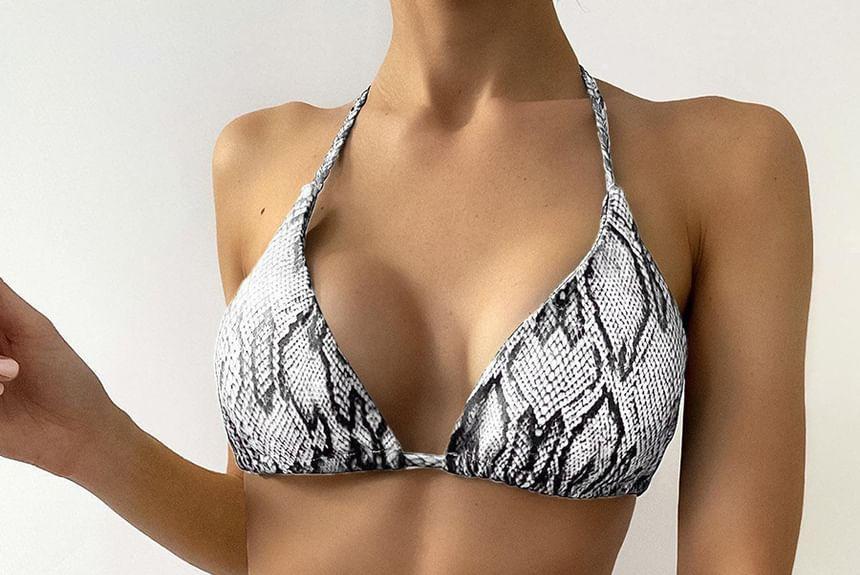 Halter Snakeskin Print Bikini Set Product Image