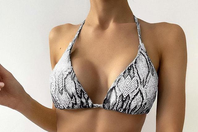 Halter Snakeskin Print Bikini Set Product Image