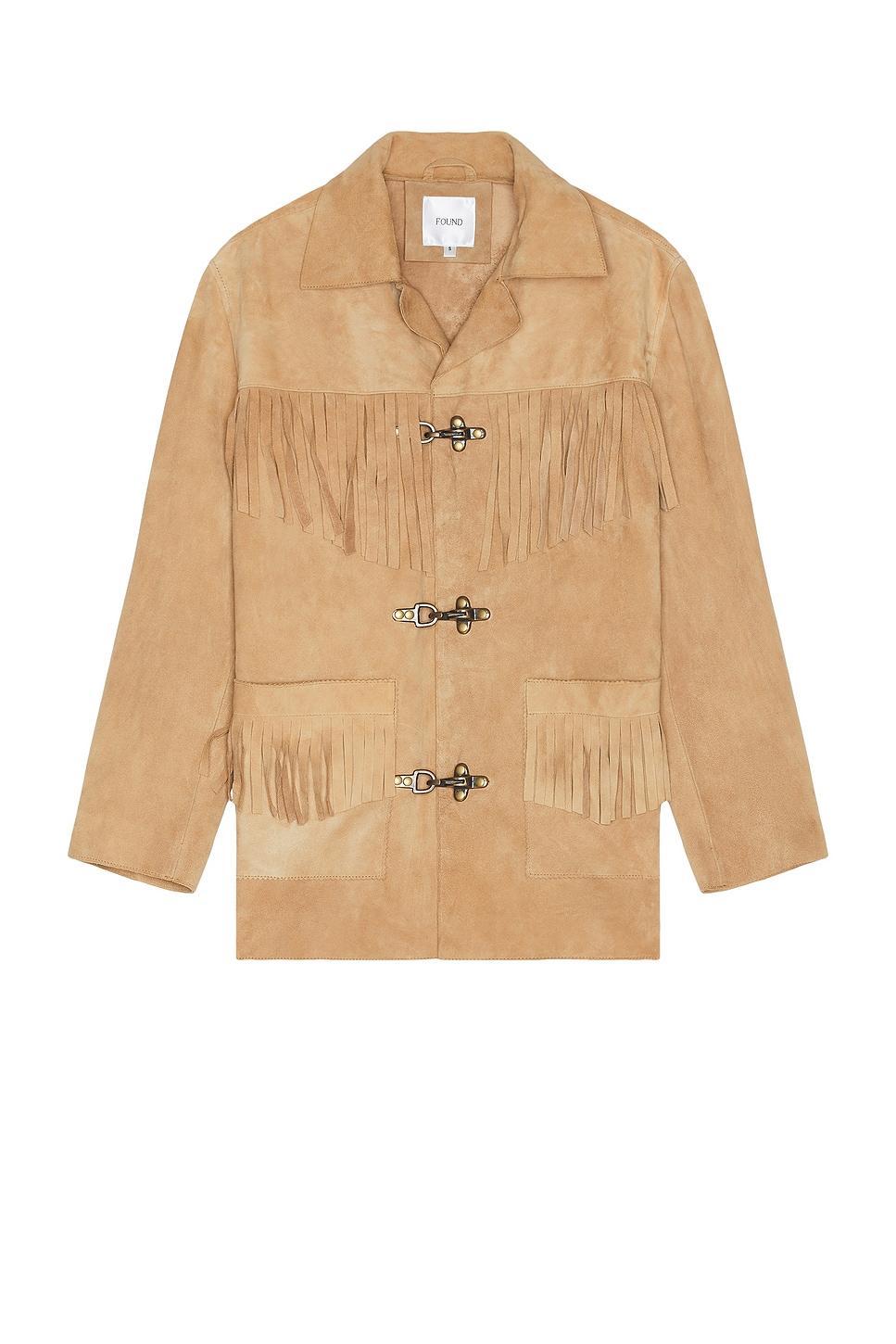 Found Suede Fringe Jacket in Brown Product Image