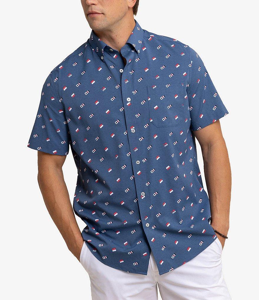 Southern Tide Intercoastal Performance Stretch Heather Keep It Nautical Short Sleeve Woven Shirt Product Image