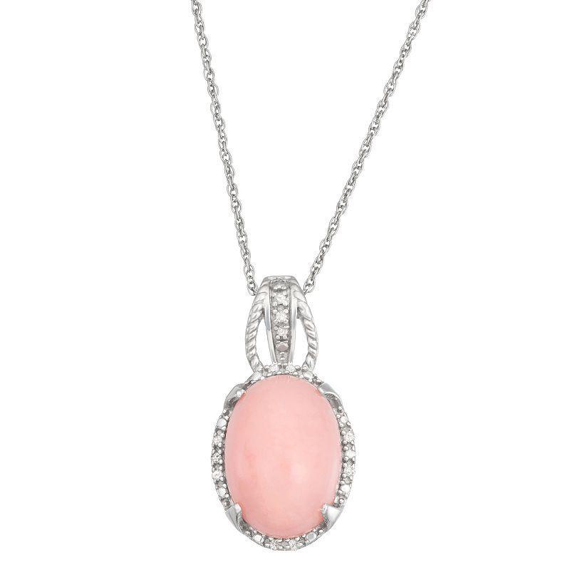 Jewelexcess Pink Opal & Diamond Accent Sterling Silver Pendant Necklace, Womens Product Image