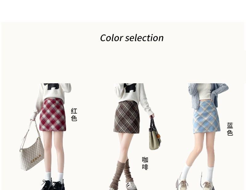 High Rise Plaid Mini A-Line Skirt product image