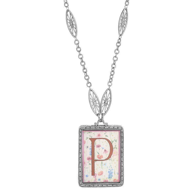 1928 Floral Motif Initial Pendant, Womens, Z Product Image