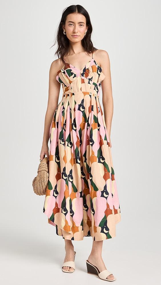 FARM Rio The Kiss Multicolor Sleeveless Midi Dress | Shopbop Product Image