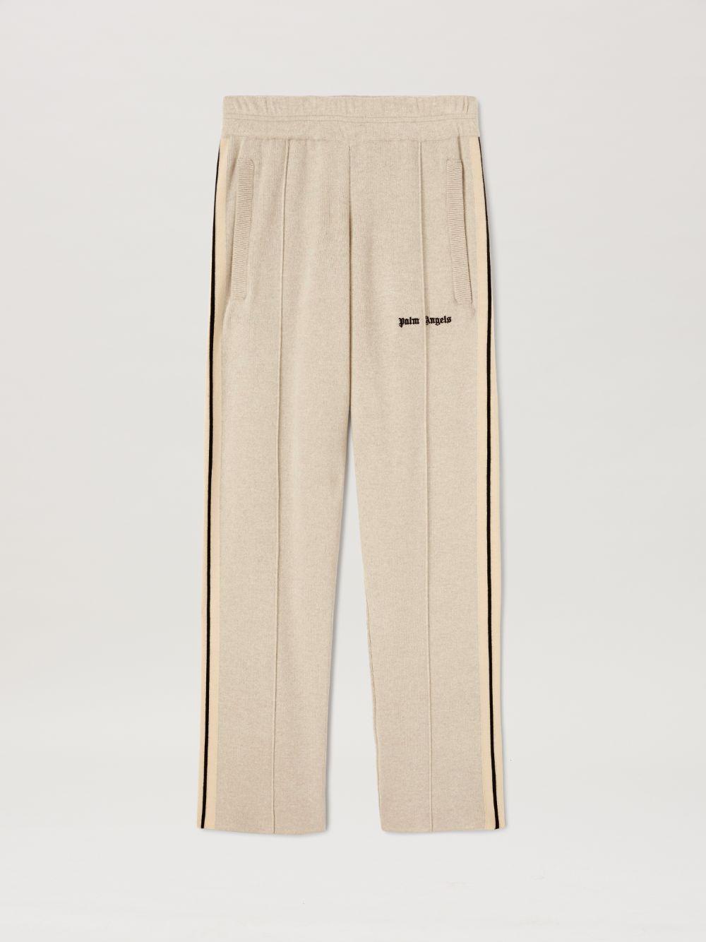 Classic Logo Knit Track Pants in neutrals  - Palm Angels® Official  Product Image