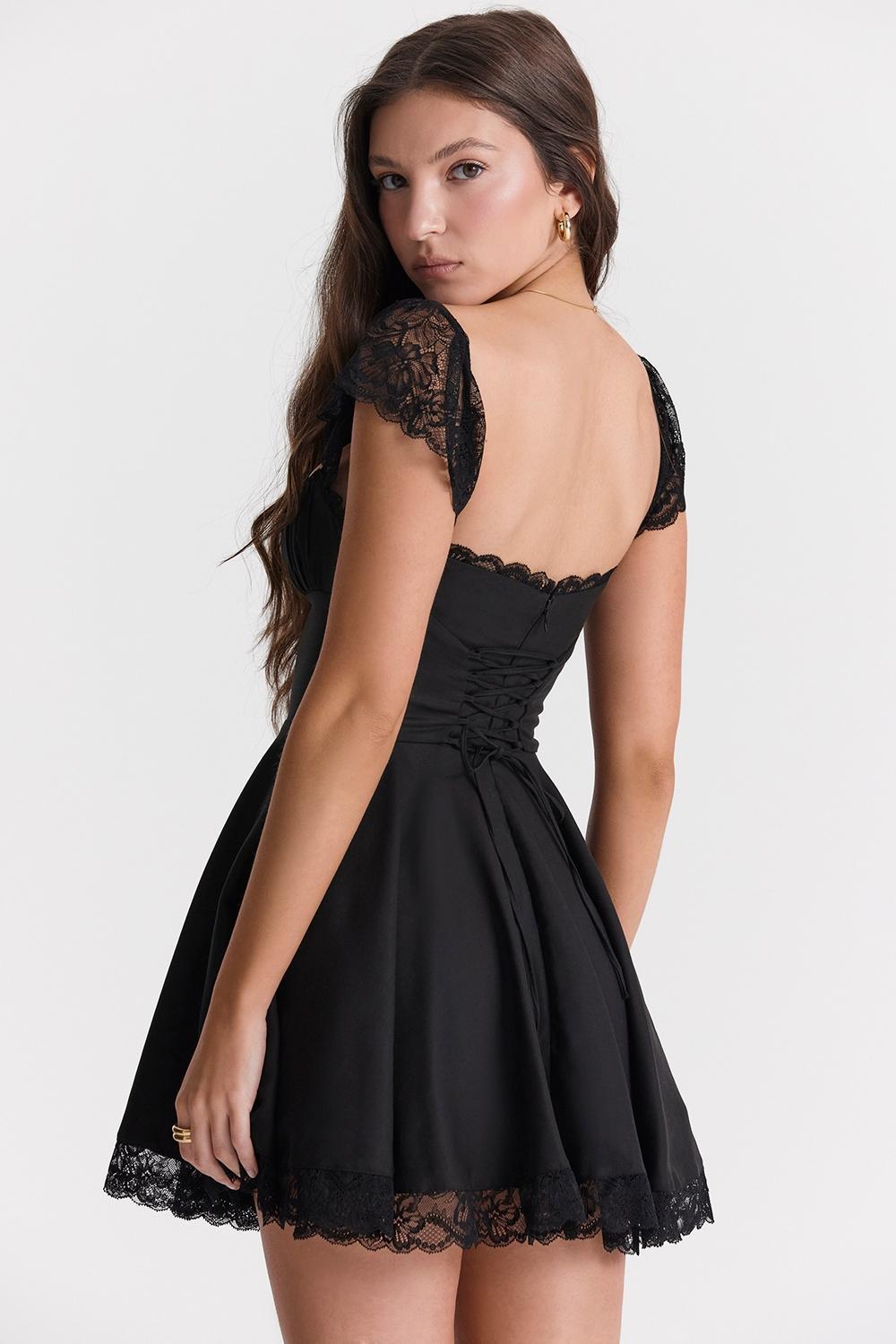 Kaia Black A-Line Mini Dress Product Image