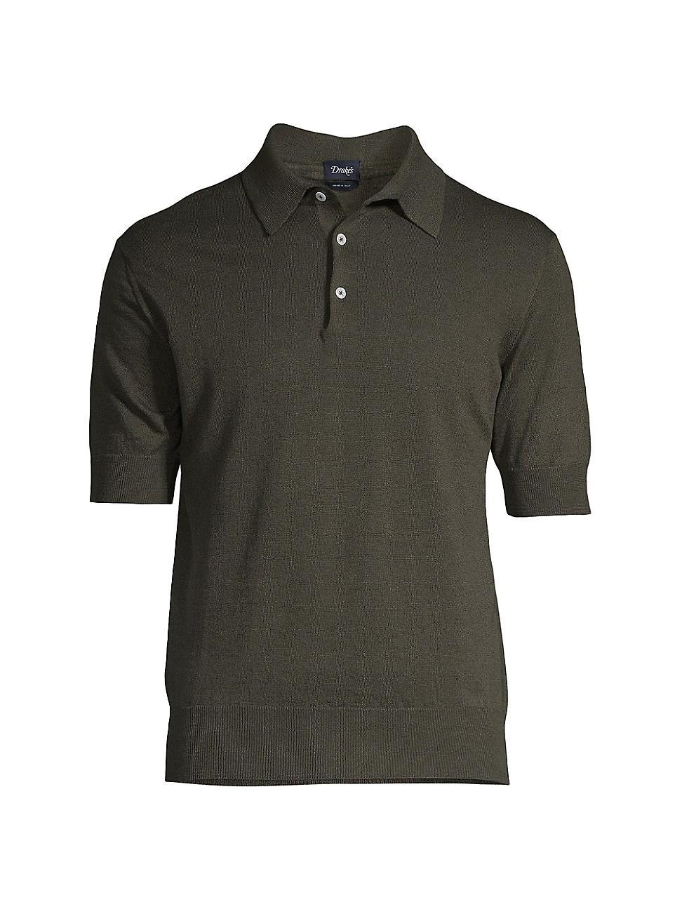 Mens Linen-Cotton Knit Polo Shirt product image