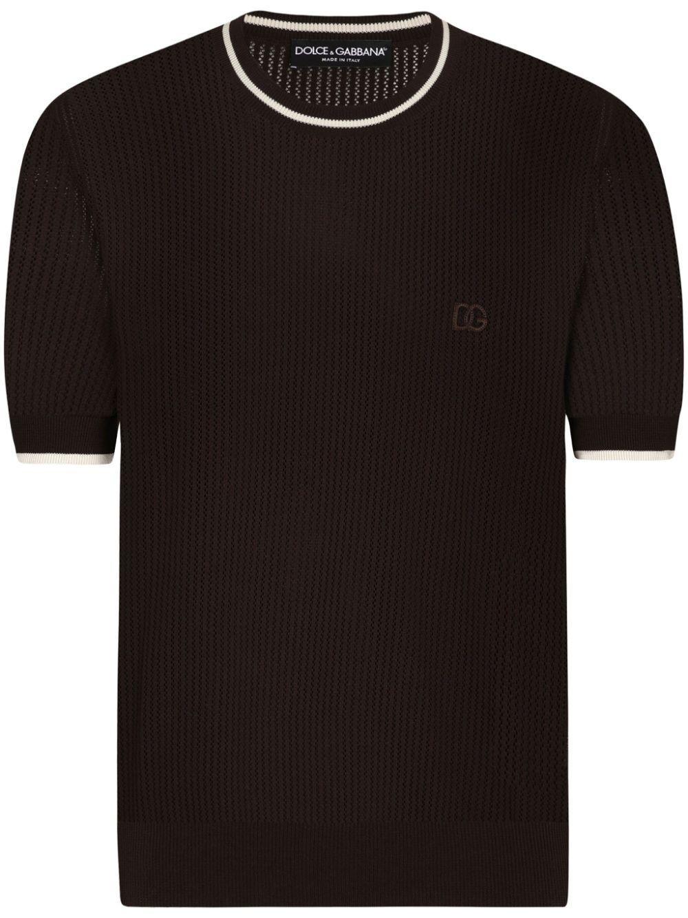 Dg-logo Cotton T-shirt In Brown Product Image